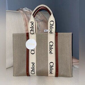 Chloe Beige and Brown Canvas Tote